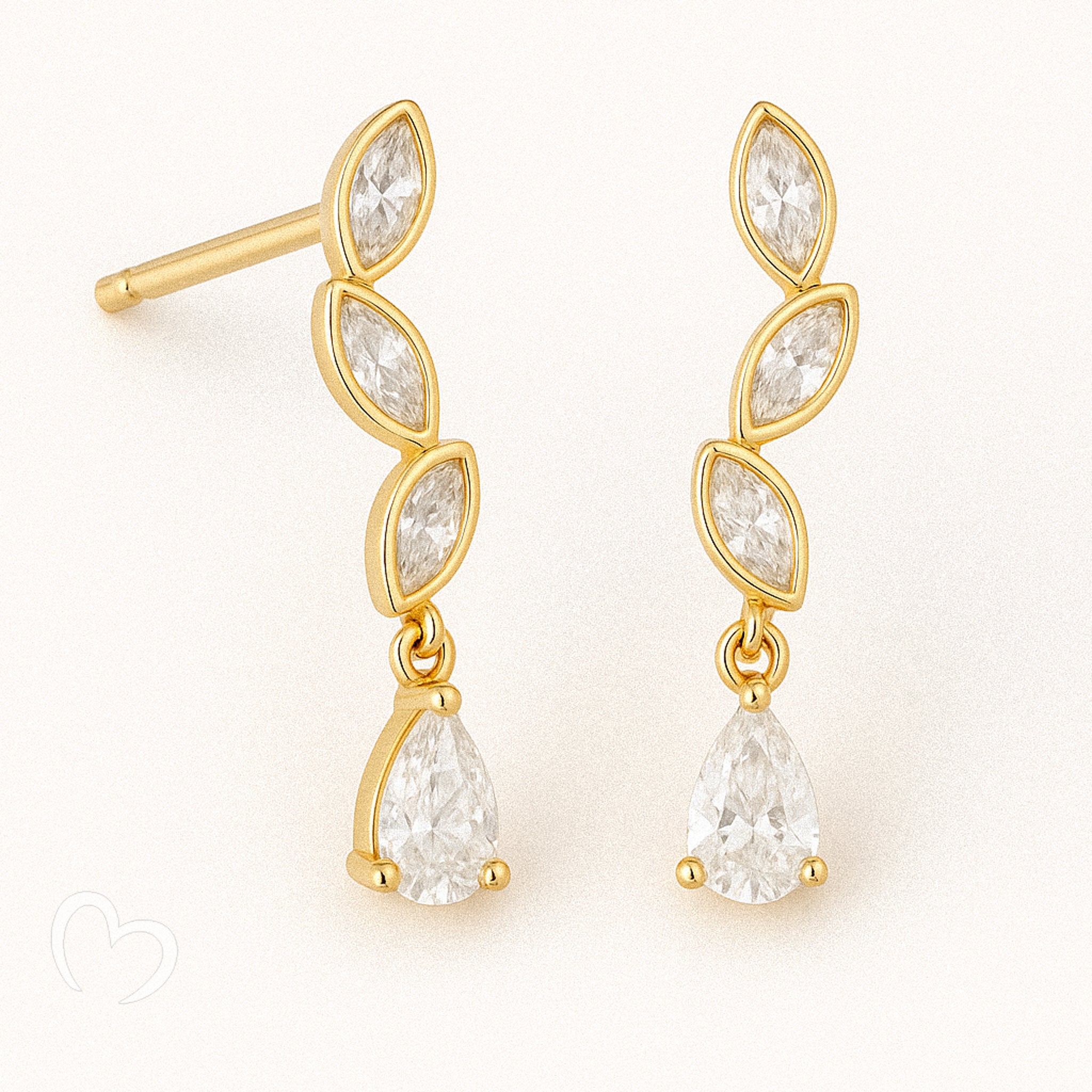 18K Gold Vermeil Marquise Drop Earrings – Gracefall™ | Lightweight Teardrop CZ Studs | Hypoallergenic & Elegant