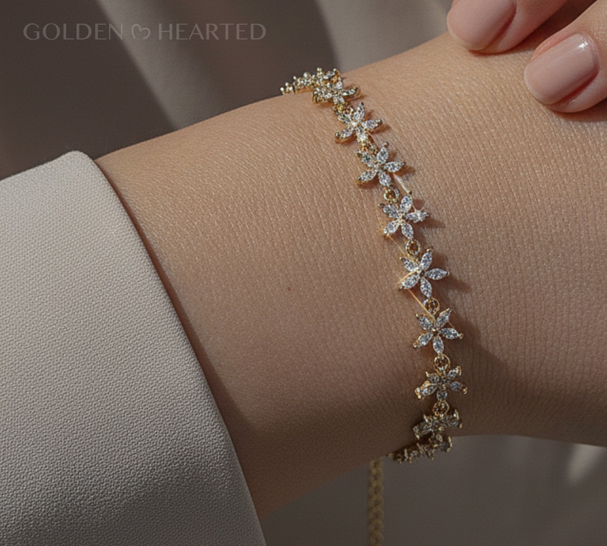 Golden Bloom Tennis Bracelet - 16k Tennis Bracelet