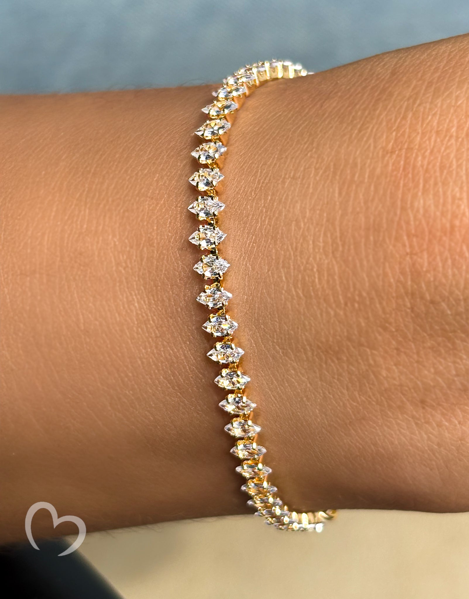 18K Gold Filled Marquise Tennis Bracelet – Radiant Grace™ Dainty Bracelet