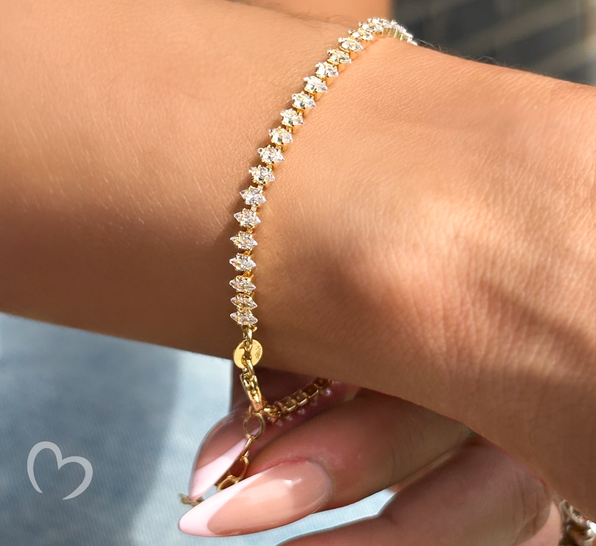 18K Gold Filled Marquise Tennis Bracelet – Radiant Grace™ Dainty Bracelet