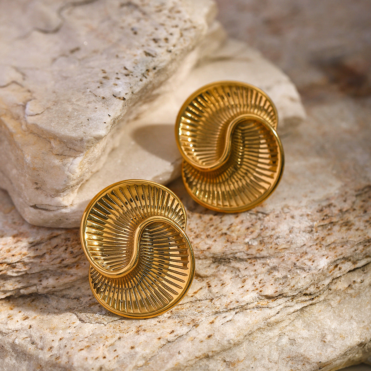 Golden Spiral Drop Earrings