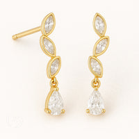 18K Gold Vermeil Marquise Drop Earrings – Gracefall™ | Lightweight Teardrop CZ Studs | Hypoallergenic & Elegant