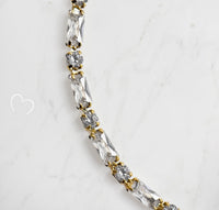 18K Gold Filled Baguette & Round CZ Tennis Bracelet – Crowned Light™ | Dainty Stackable Gold Bracelet