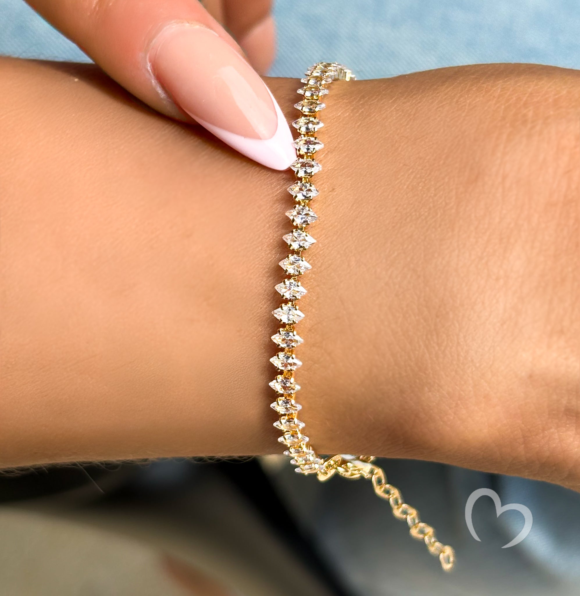 18K Gold Filled Marquise Tennis Bracelet – Radiant Grace™ Dainty Bracelet