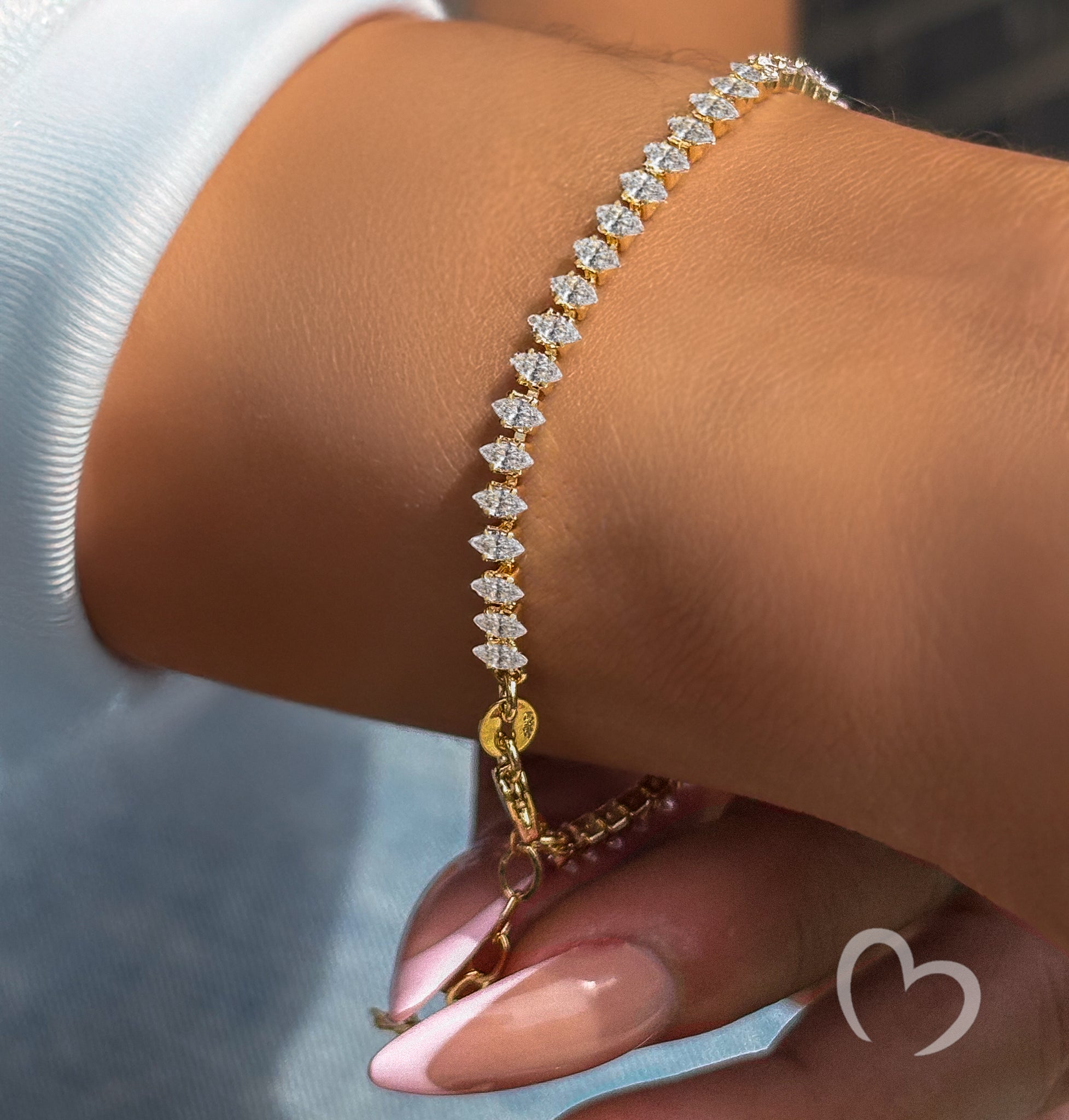 18K Gold Filled Marquise Tennis Bracelet – Radiant Grace™ Dainty Bracelet