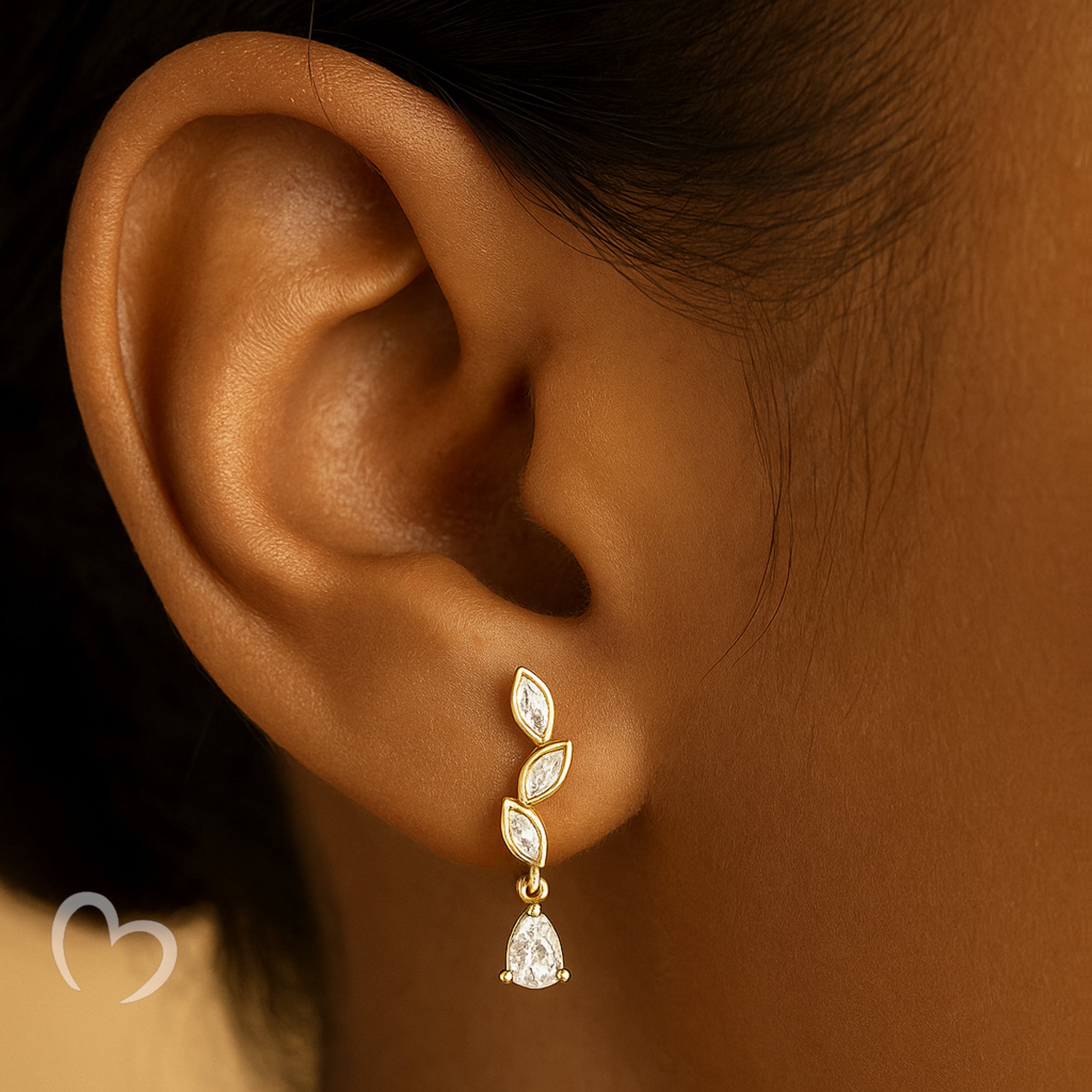 18K Gold Vermeil Marquise Drop Earrings – Gracefall™ | Lightweight Teardrop CZ Studs | Hypoallergenic & Elegant