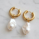 Aurora Baroque Pearl Hoop Earrings