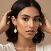 Aurora Baroque Pearl Hoop Earrings