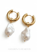 Aurora Baroque Pearl Hoop Earrings